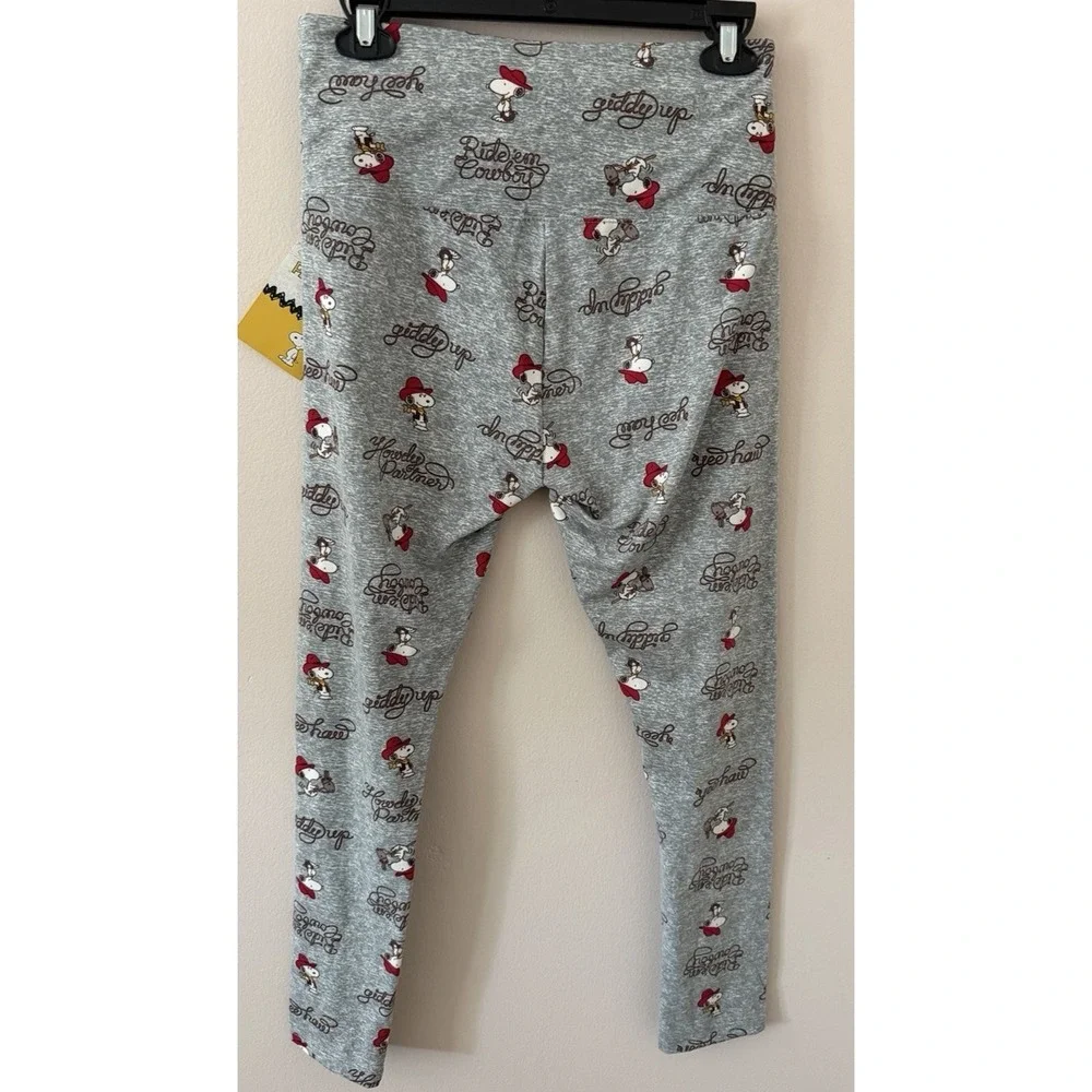 Snoopy‎ Cowgirl Leggings Women’s L Gray Western Print Cute Lounge Athleisure